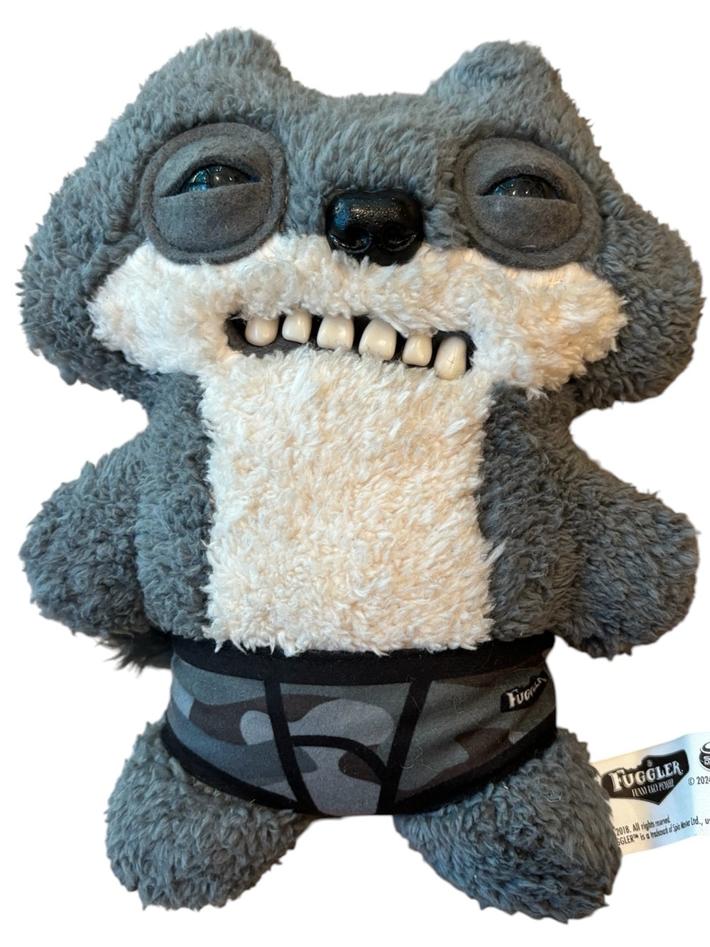 Fuggler Sketchy Squirrel Grey Stuffed Animal Collectible 9”